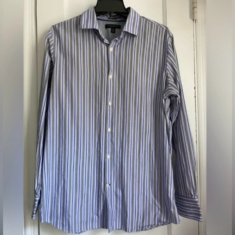 Banana Republic Blue/Gray Long Sleeves Dress Up Cotton Shirt, Sz: L (16-16 1/2)
